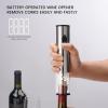 imageCIRCLE JOY 6in1 Electric Wine Opener Set Rechargeable Stainless Steel Wine Opener Gift Set with Foil Cutter Rechargeable ampamp Manual Wine Aerator Pourers Vacuum Wine Stopper and Storage Base SilverBattery PoweredClear Stainless