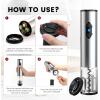 imageCIRCLE JOY 6in1 Electric Wine Opener Set Rechargeable Stainless Steel Wine Opener Gift Set with Foil Cutter Rechargeable ampamp Manual Wine Aerator Pourers Vacuum Wine Stopper and Storage Base SilverBattery PoweredClear Stainless