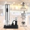 imageCIRCLE JOY 6in1 Electric Wine Opener Set Rechargeable Stainless Steel Wine Opener Gift Set with Foil Cutter Rechargeable ampamp Manual Wine Aerator Pourers Vacuum Wine Stopper and Storage Base Silver5in1 Battery Operated Wine Set  Silver