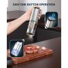 imageCIRCLE JOY Electric Pepper Grinder Stainless Steel Rechargeable Pepper Mill with External Adjustable Coarseness 95ml Container and White LED Light SilverRechargeable