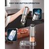 imageCIRCLE JOY Electric Pepper Grinder Stainless Steel Rechargeable Pepper Mill with External Adjustable Coarseness 95ml Container and White LED Light SilverRechargeable Set with Base