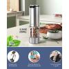 imageCIRCLE JOY Electric Pepper Grinder Stainless Steel Rechargeable Pepper Mill with External Adjustable Coarseness 95ml Container and White LED Light SilverRechargeable