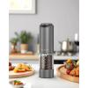 imageCIRCLE JOY Electric Pepper Grinder Stainless Steel Rechargeable Pepper Mill with External Adjustable Coarseness 95ml Container and White LED Light SilverRechargeable Aluminum Set with Base