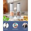 imageCIRCLE JOY Electric Pepper Grinder Stainless Steel Rechargeable Pepper Mill with External Adjustable Coarseness 95ml Container and White LED Light SilverRechargeable Set with Base