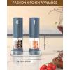 imageCIRCLE JOY Electric Salt and Pepper Grinder Set Automatic Salt and Pepper Grinder Set with Charging Base and White LED Light Adjustable Coarseness USB Rechargeable Washable Container White ampamp BlackBlue Set