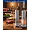 imageCIRCLE JOY Electric Salt and Pepper Grinder Set Automatic Salt and Pepper Grinder Set with Charging Base and White LED Light Adjustable Coarseness USB Rechargeable Washable Container White ampamp BlackSilver Set