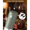 imageCIRCLE JOY Electric Salt and Pepper Grinder Set Automatic Salt and Pepper Grinder Set with Charging Base and White LED Light Adjustable Coarseness USB Rechargeable Washable Container White ampamp BlackGreen Set