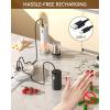 imageCIRCLE JOY Electric Salt and Pepper Grinder Set Automatic Salt and Pepper Grinder Set with Charging Base and White LED Light Adjustable Coarseness USB Rechargeable Washable Container White ampamp BlackBlackWhite Set