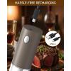 imageCIRCLE JOY Electric Salt and Pepper Grinder Set Automatic Salt and Pepper Grinder Set with Charging Base and White LED Light Adjustable Coarseness USB Rechargeable Washable Container White ampamp BlackBrown Set