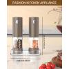 imageCIRCLE JOY Electric Salt and Pepper Grinder Set Automatic Salt and Pepper Grinder Set with Charging Base and White LED Light Adjustable Coarseness USB Rechargeable Washable Container White ampamp BlackBrown Set