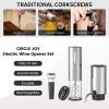 imageCIRCLE JOY Electric Wine Bottle Opener Set Rechargeable 5in1 Wine Set with Foil Cutter Electric Wine Opener Electric 2in1 Wine Aerator ampamp Pourer Electric Vacuum Wine Stopper Black SilverSilver