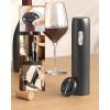 imageCIRCLE JOY Electric Wine Bottle Opener Set Rechargeable 5in1 Wine Set with Foil Cutter Electric Wine Opener Electric 2in1 Wine Aerator ampamp Pourer Electric Vacuum Wine Stopper Black SilverBlack  Plus