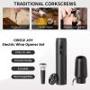 imageCIRCLE JOY Electric Wine Bottle Opener Set Rechargeable 5in1 Wine Set with Foil Cutter Electric Wine Opener Electric 2in1 Wine Aerator ampamp Pourer Electric Vacuum Wine Stopper Black SilverBlack