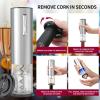 imageCIRCLE JOY Electric Wine Bottle Opener Set Rechargeable 5in1 Wine Set with Foil Cutter Electric Wine Opener Electric 2in1 Wine Aerator ampamp Pourer Electric Vacuum Wine Stopper Black SilverSilver