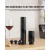 imageCIRCLE JOY Electric Wine Bottle Opener Set Rechargeable Wine Corkscrew Cordless Wine Opener Gift Set with Charging Base Foil Cutter Wine Aerator Pourer and Vacuum Wine Stopper7in1 Wine Set with Rechargeable Aerator Pourer