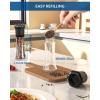 imageCIRCLE JOY Manual Salt and Pepper Grinder Set For Professional Chef Refillable Salt and Pepper Shakers with Ceramic Blades Adjustable Coarseness and BPAfree 180ml Glass Container Short Black WhiteTall  Black