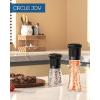 imageCIRCLE JOY Manual Salt and Pepper Grinder Set For Professional Chef Refillable Salt and Pepper Shakers with Ceramic Blades Adjustable Coarseness and BPAfree 180ml Glass Container Short Black WhiteTall  Black
