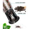 imageCIRCLE JOY Manual Salt and Pepper Grinder Set For Professional Chef Refillable Salt and Pepper Shakers with Ceramic Blades Adjustable Coarseness and BPAfree 180ml Glass Container Short Black WhiteShort  Black  White