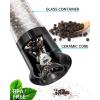 imageCIRCLE JOY Manual Salt and Pepper Grinder Set For Professional Chef Refillable Salt and Pepper Shakers with Ceramic Blades Adjustable Coarseness and BPAfree 180ml Glass Container Short Black WhiteTall  Black  White