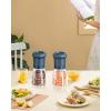 imageCIRCLE JOY Manual Salt and Pepper Grinder Set For Professional Chef Refillable Salt and Pepper Shakers with Ceramic Blades Adjustable Coarseness and BPAfree 180ml Glass Container Short Black WhiteShort  Blue