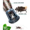 imageCIRCLE JOY Manual Salt and Pepper Grinder Set For Professional Chef Refillable Salt and Pepper Shakers with Ceramic Blades Adjustable Coarseness and BPAfree 180ml Glass Container Short Black WhiteShort  Blue