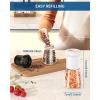 imageCIRCLE JOY Manual Salt and Pepper Grinder Set For Professional Chef Refillable Salt and Pepper Shakers with Ceramic Blades Adjustable Coarseness and BPAfree 180ml Glass Container Short Black WhiteShort  Black  White