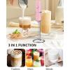 imageCIRCLE JOY Milk Frother Handheld Rechargeable Milk Foamer Electric Mini Drink Mixer with Stainless Steel Whisk for Coffee Cappuccino Lattes Frappe Matcha and Hot Chocolate PinkPink