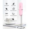 imageCIRCLE JOY Milk Frother Handheld Rechargeable Milk Foamer Electric Mini Drink Mixer with Stainless Steel Whisk for Coffee Cappuccino Lattes Frappe Matcha and Hot Chocolate PinkPink