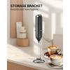 imageCIRCLE JOY Milk Frother Hanheld with Stand Electric Coffee Frother Battery Operated Hand Frother Wand Drink Mixer Mini Foamer for Matcha Lattes Cappuccino Kitchen Gifts BlackBlackwith Stand