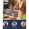 imageCIRCLE JOY Rechargeable Electric Salt and Pepper Grinder Set with Base Automatic Pepper Mills with 110ml Container External Adjustable Coarseness White Led Light and OneHanded Operation BlackBrownSetStorage Base