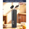 imageCIRCLE JOY Rechargeable Electric Salt and Pepper Grinder Set with Base Automatic Pepper Mills with 110ml Container External Adjustable Coarseness White Led Light and OneHanded Operation BlackBlackSetCharging Base
