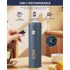 imageCIRCLE JOY Rechargeable Electric Salt and Pepper Grinder Set with Base Automatic Pepper Mills with 110ml Container External Adjustable Coarseness White Led Light and OneHanded Operation BlackBlueSetStorage Base