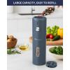 imageCIRCLE JOY Rechargeable Electric Salt and Pepper Grinder Set with Base Automatic Pepper Mills with 110ml Container External Adjustable Coarseness White Led Light and OneHanded Operation BlackBlueSetStorage Base