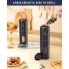imageCIRCLE JOY Rechargeable Electric Salt and Pepper Grinder Set with Base Automatic Pepper Mills with 110ml Container External Adjustable Coarseness White Led Light and OneHanded Operation BlackBlackSetStorage Base