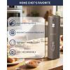 imageCIRCLE JOY Rechargeable Electric Salt and Pepper Grinder Set with Base Automatic Pepper Mills with 110ml Container External Adjustable Coarseness White Led Light and OneHanded Operation BlackBrownSetStorage Base
