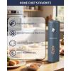 imageCIRCLE JOY Rechargeable Electric Salt and Pepper Grinder Set with Base Automatic Pepper Mills with 110ml Container External Adjustable Coarseness White Led Light and OneHanded Operation BlackBlueSetStorage Base