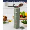 imageCIRCLE JOY Rechargeable Electric Salt and Pepper Grinder Set with Base Automatic Pepper Mills with 110ml Container External Adjustable Coarseness White Led Light and OneHanded Operation BlackGreenSetStorage Base