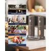 imageCIRCLE JOY Rechargeable Electric Salt and Pepper Grinder Set with Base Automatic Pepper Mills with 110ml Container External Adjustable Coarseness White Led Light and OneHanded Operation BlackBrownSetStorage Base