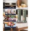 imageCIRCLE JOY Rechargeable Electric Salt and Pepper Grinder Set with Base Automatic Pepper Mills with 110ml Container External Adjustable Coarseness White Led Light and OneHanded Operation BlackGreenSetStorage Base