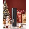 imageCIRCLE JOY Rechargeable Electric Salt and Pepper Grinder Set with Base Automatic Pepper Mills with 110ml Container External Adjustable Coarseness White Led Light and OneHanded Operation BlackBlackSetStorage Base