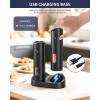 imageCIRCLE JOY Rechargeable Electric Salt and Pepper Grinder Set with Base Automatic Pepper Mills with 110ml Container External Adjustable Coarseness White Led Light and OneHanded Operation BlackBlackSetCharging Base
