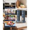 imageCIRCLE JOY Rechargeable Electric Salt and Pepper Grinder Set with Base Automatic Pepper Mills with 110ml Container External Adjustable Coarseness White Led Light and OneHanded Operation BlackBlueSetStorage Base