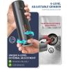 imageCIRCLE JOY Rechargeable Electric Salt and Pepper Grinder Set with Base Automatic Pepper Mills with 110ml Container External Adjustable Coarseness White Led Light and OneHanded Operation BlackBlackSetCharging Base