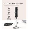 imageCIRCLE JOY Rechargeable Milk Frother Handheld Coffee Frother Wand Drink Mixer with Stainless Steel Whisk for Coffee Cappuccino Lattes Frappe Matcha and Hot Chocolate BlackBlackwith Stand