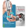 imageCIRCLE JOY Rechargeable Salt and Pepper Grinder Set Stainless Steel Electric Pepper Grinders with Variable Grinding Speed External Adjustable Coarseness Charging Base and White LED Light Silver