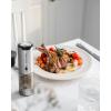 imageCIRCLE JOY Rechargeable Salt and Pepper Grinder Set Stainless Steel Electric Pepper Grinders with Variable Grinding Speed External Adjustable Coarseness Charging Base and White LED Light Silver