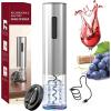 imageCIRCLE JOY 6in1 Electric Wine Opener Set Rechargeable Stainless Steel Wine Opener Gift Set with Foil Cutter Rechargeable ampamp Manual Wine Aerator Pourers Vacuum Wine Stopper and Storage Base SilverRechargeable  Silver