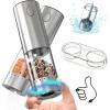 imageCIRCLE JOY Electric Salt and Pepper Grinder Set Automatic Salt and Pepper Grinder Set with Charging Base and White LED Light Adjustable Coarseness USB Rechargeable Washable Container White ampamp BlackSilver Set