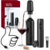 imageCIRCLE JOY Electric Wine Bottle Opener Set Rechargeable 5in1 Wine Set with Foil Cutter Electric Wine Opener Electric 2in1 Wine Aerator ampamp Pourer Electric Vacuum Wine Stopper Black SilverBlack