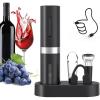 imageCIRCLE JOY Electric Wine Bottle Opener Set Rechargeable Wine Corkscrew Cordless Wine Opener Gift Set with Charging Base Foil Cutter Wine Aerator Pourer and Vacuum Wine StopperBlack